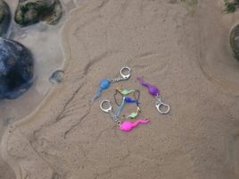 keyrings, phone charms, sperm, beach